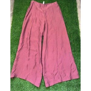 Athleta Calm Cool SatinPants XL Women Rose Wide Leg Pull On Lounge Elastic Waist
